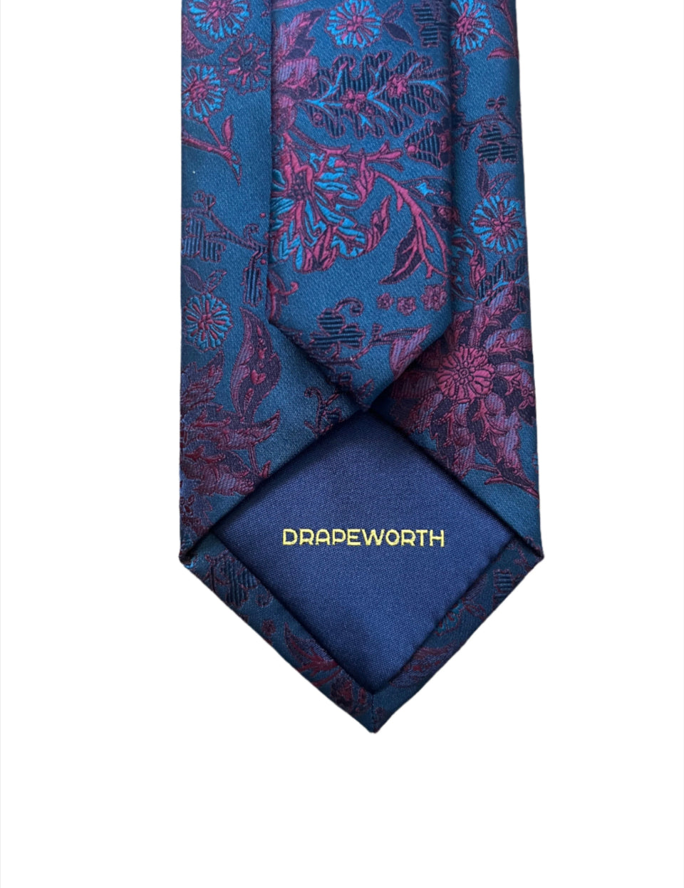 Skinny Tie in Navy with Burgundy Paisley