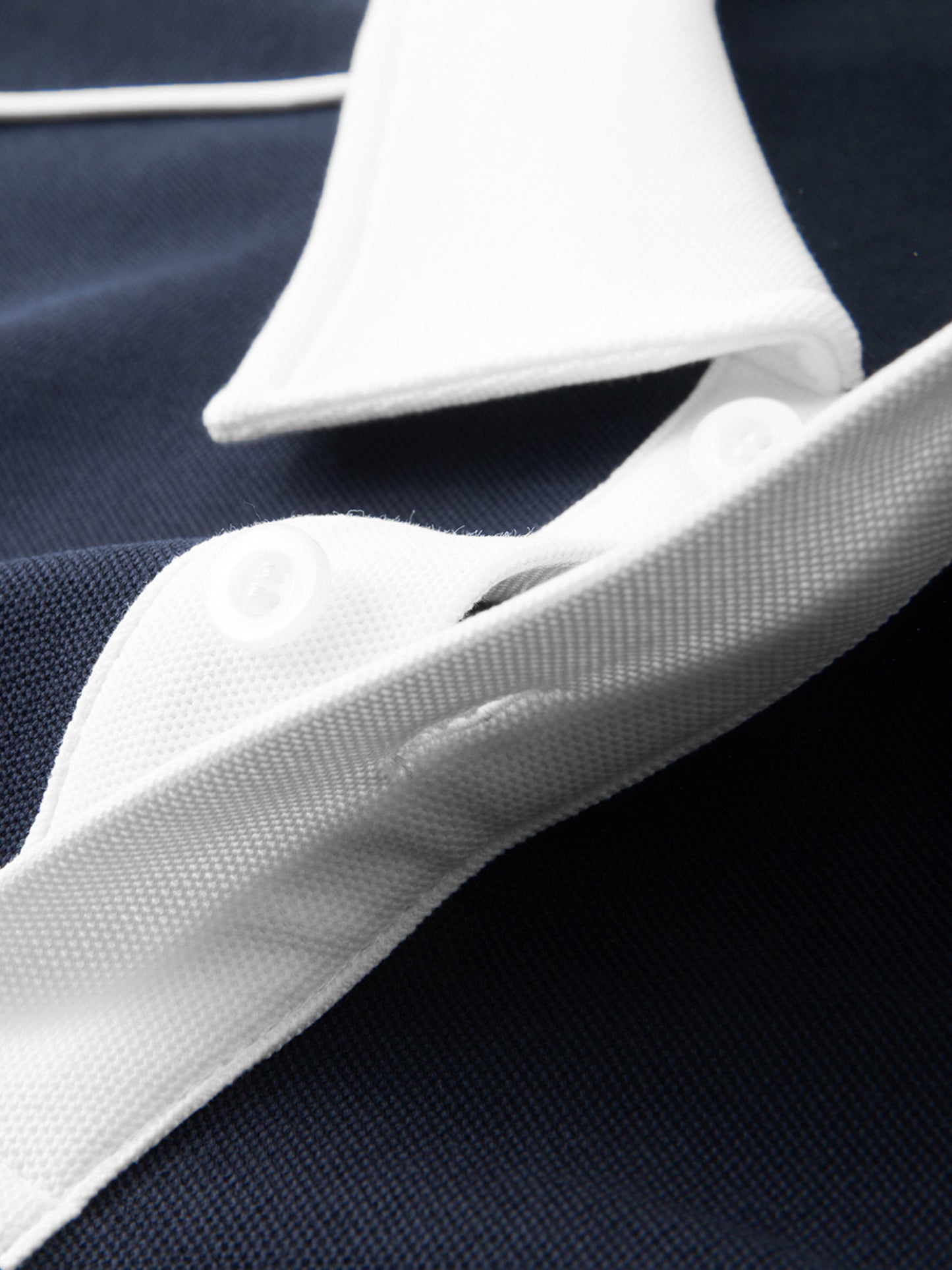 Striped-Collar Polo