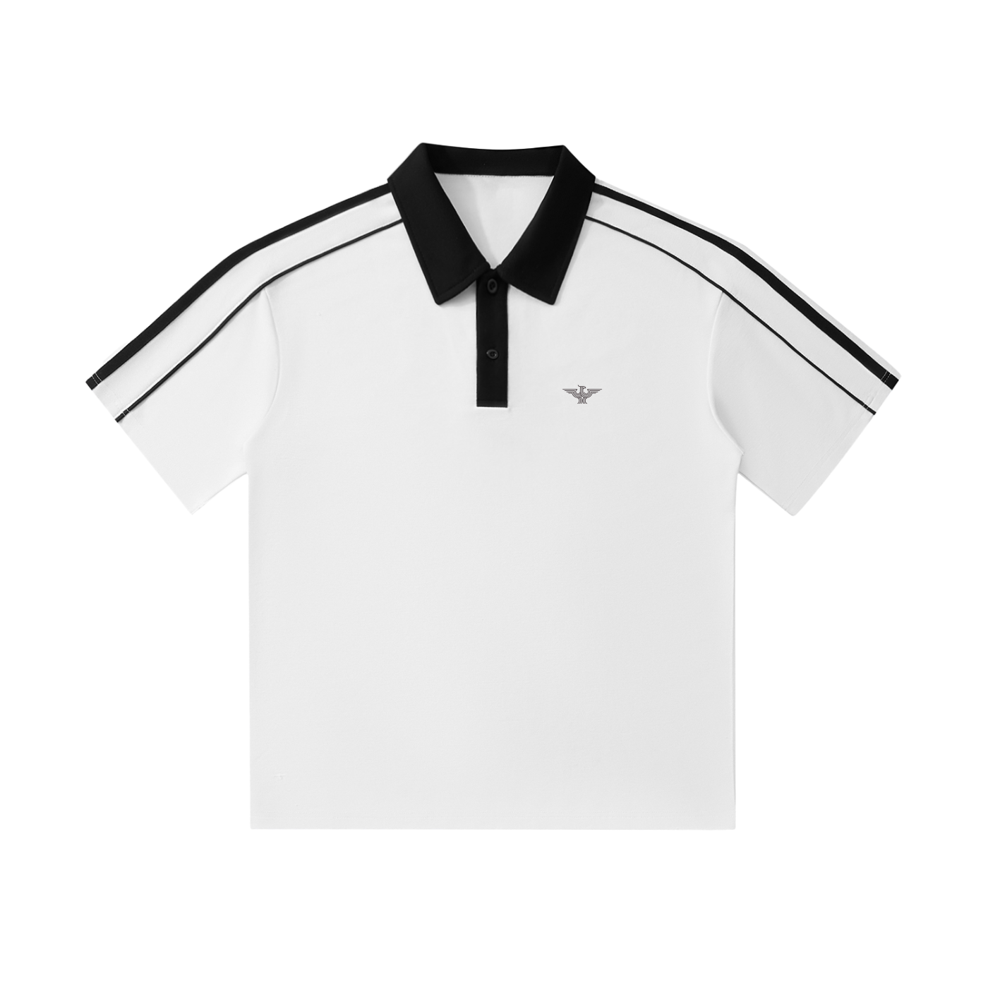 Striped-Collar Polo