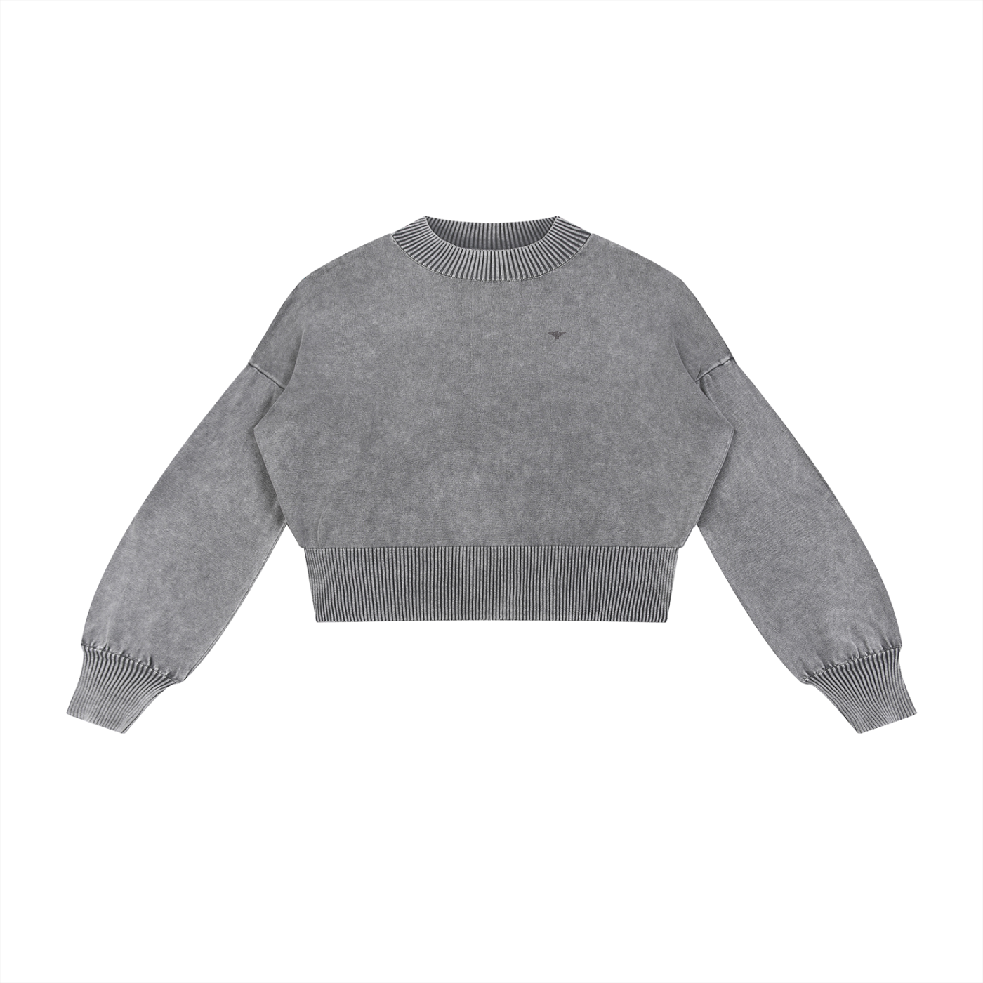 Wash Balloon Sleeve Cropped Sweater