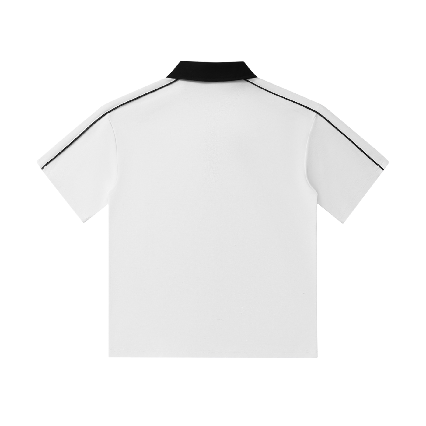 Striped-Collar Polo