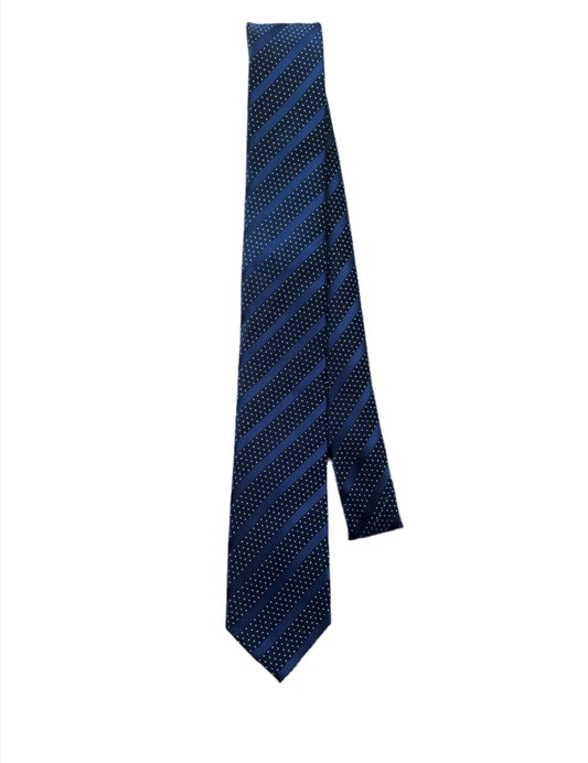 Skinny Striped Tie in Navy