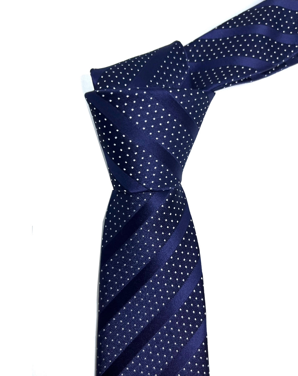 Skinny Striped Tie in Navy
