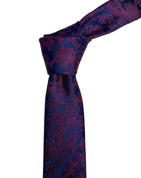 Skinny Tie in Navy and Red