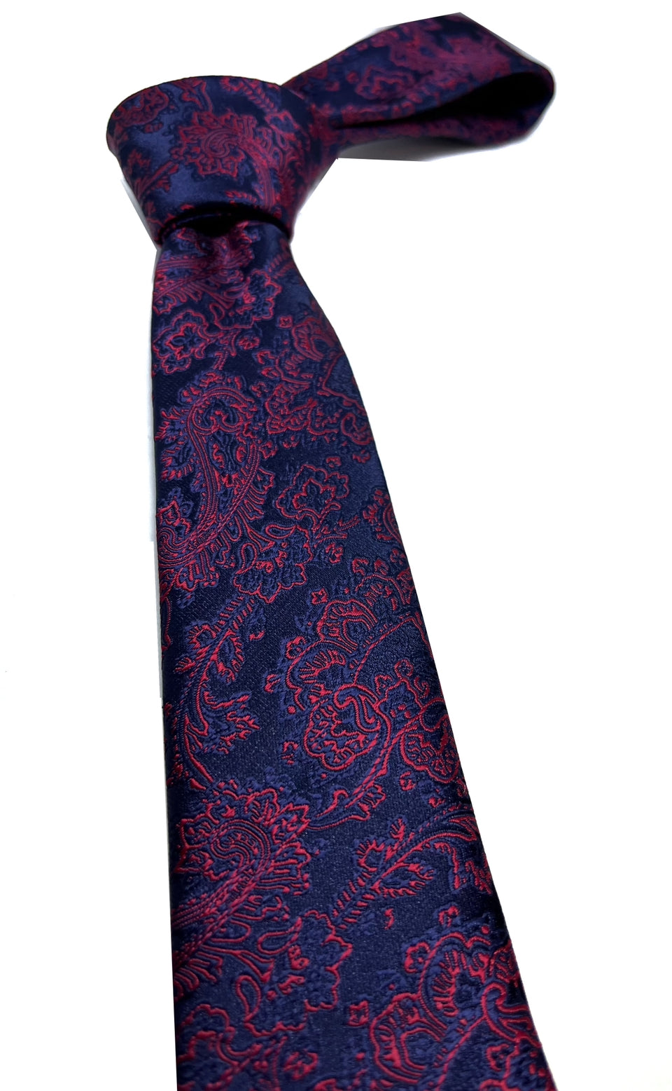 Skinny Tie in Navy and Red