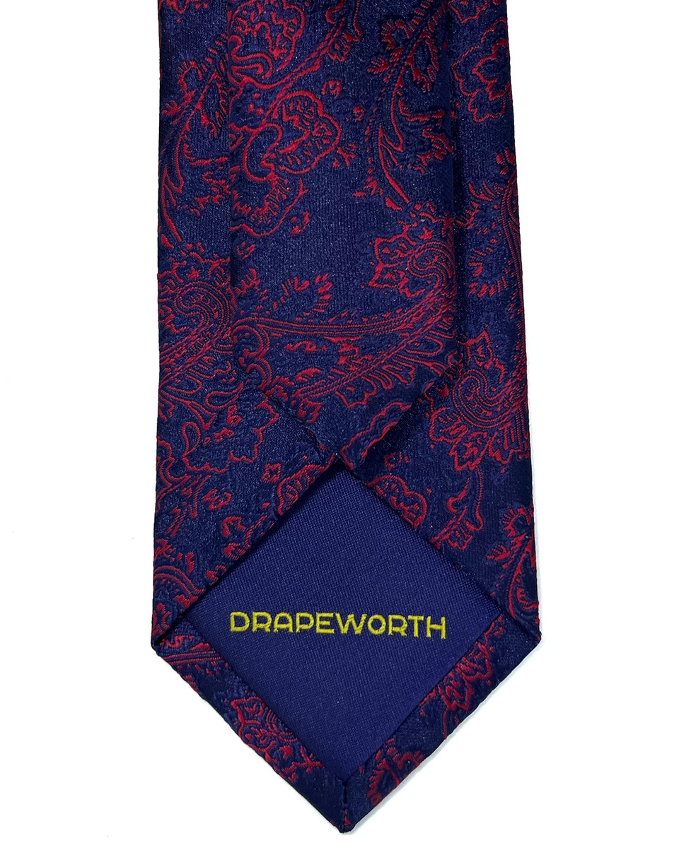 Skinny Tie in Navy and Red