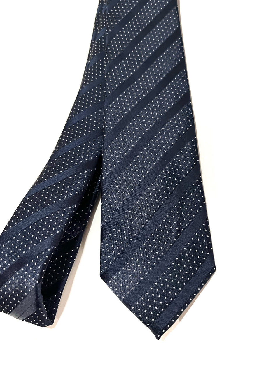 Skinny Striped Tie in Navy