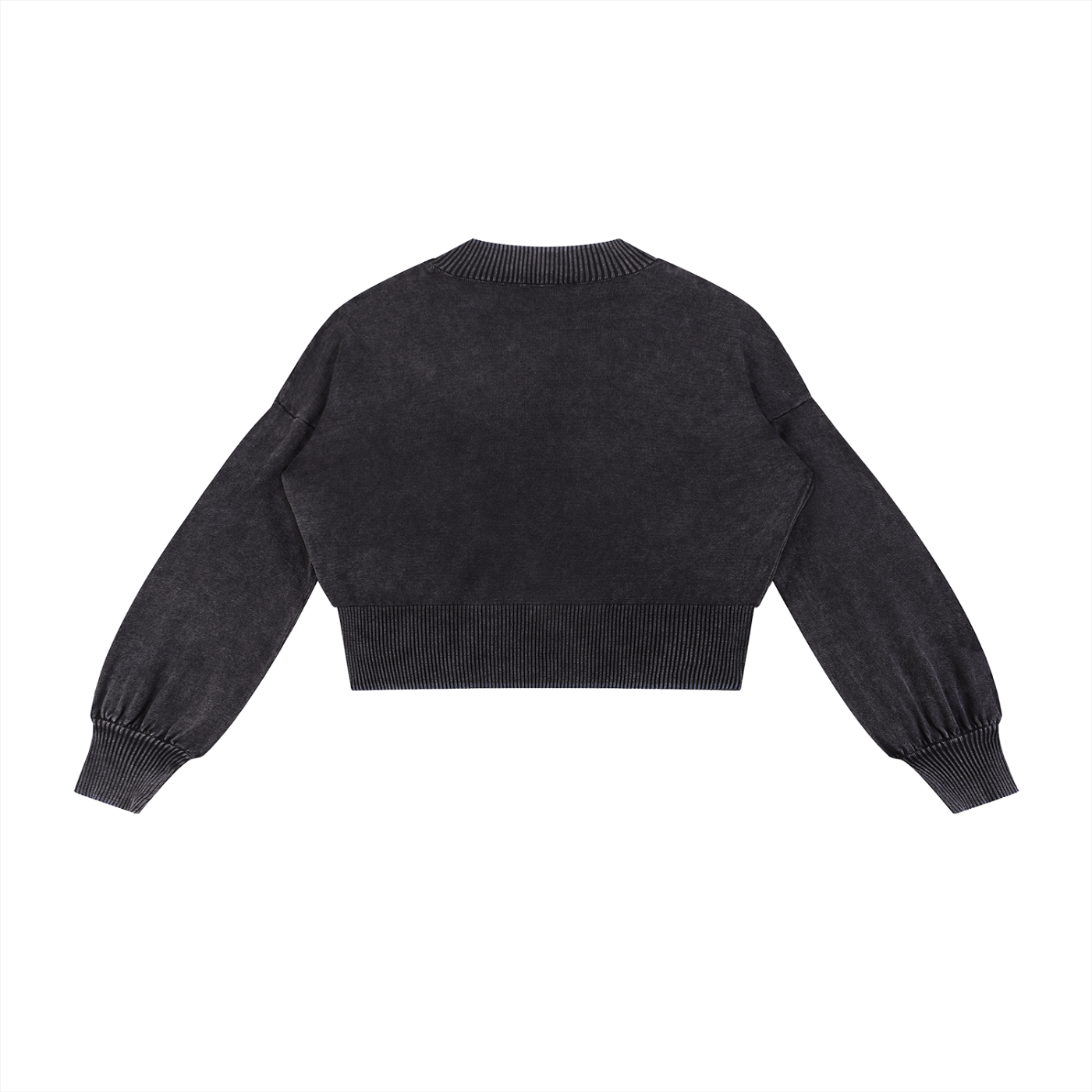 Wash Balloon Sleeve Cropped Sweater