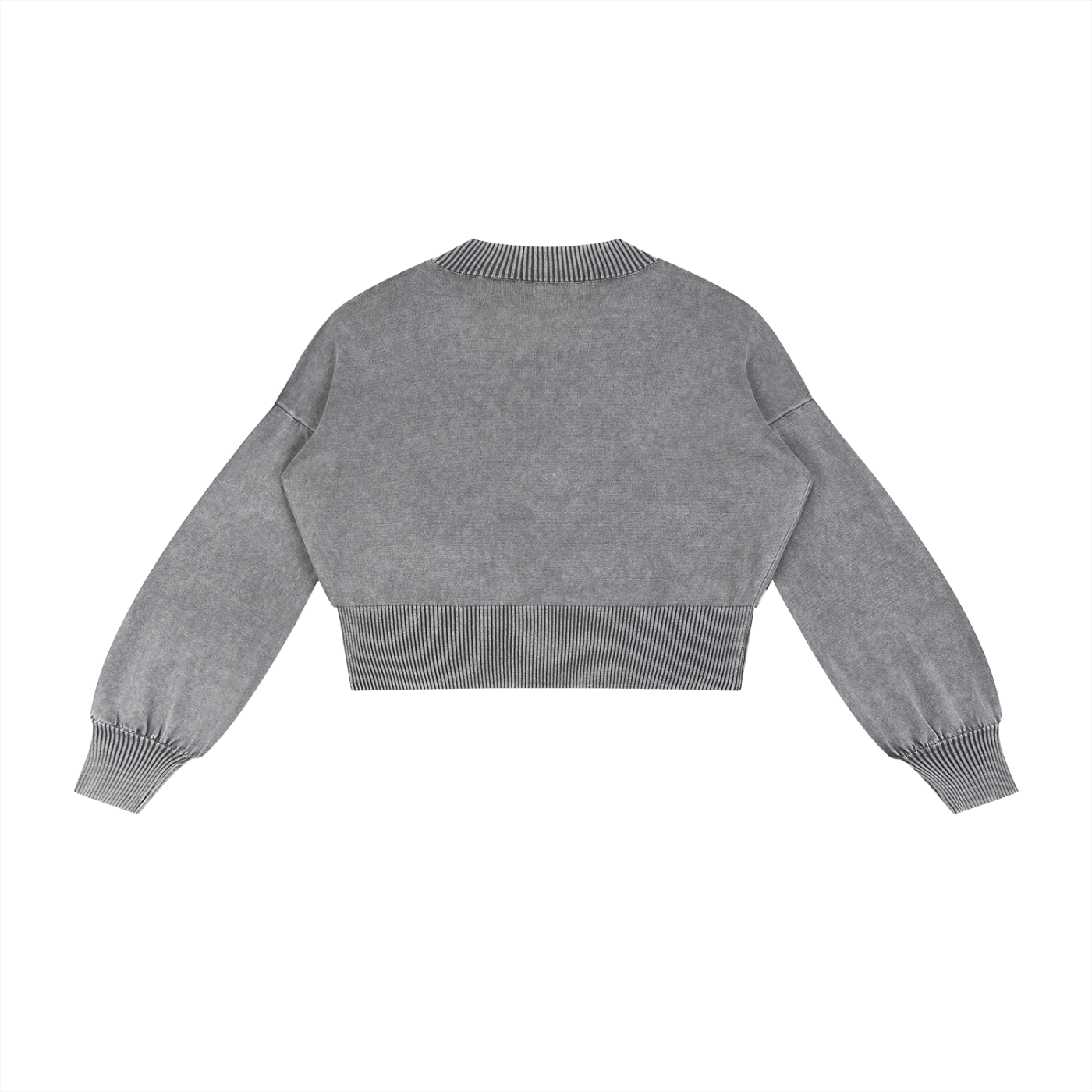 Wash Balloon Sleeve Cropped Sweater