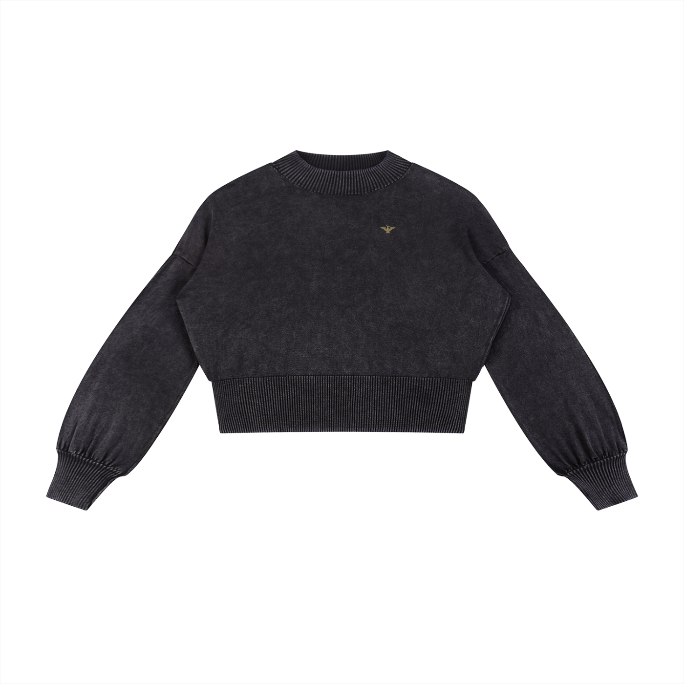 Wash Balloon Sleeve Cropped Sweater